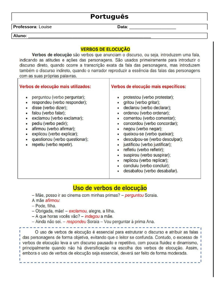 Verbos de Elocução em Fábulas | PDF