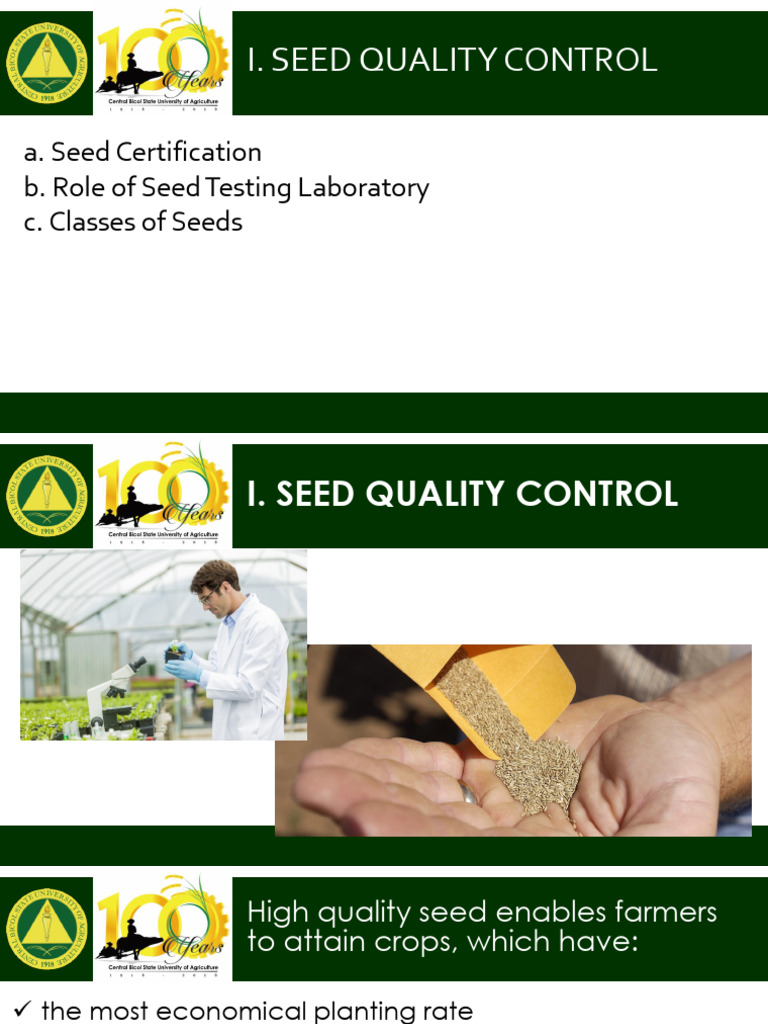 Seed Certification and Quality Control | PDF | Seed | Adenosine ...