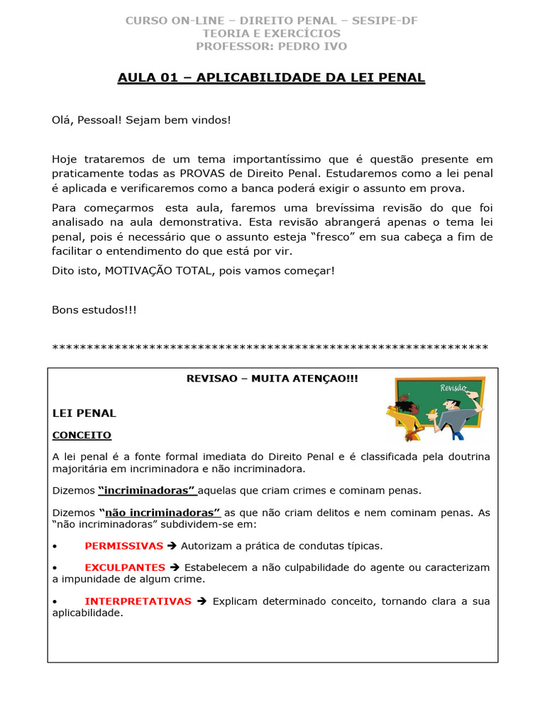 Aplicabilidade da Lei Penal em Direito | PDF | Crimes | Crime e Violência