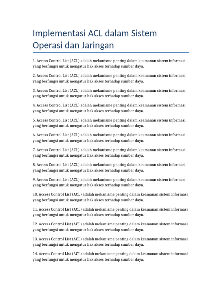 Penerapan ACL dalam Keamanan Jaringan | PDF