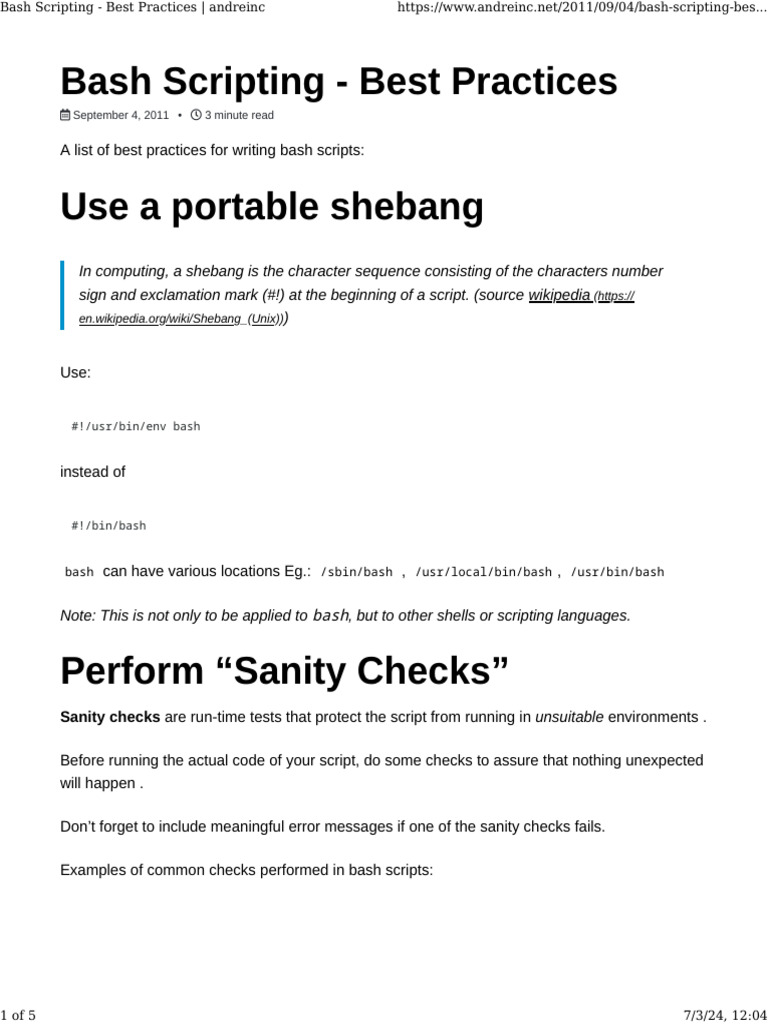 Bash Scripting Best Practices Guide | PDF | Software Engineering | Software