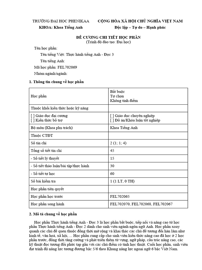 Đề cương K18 Đọc 3 | PDF