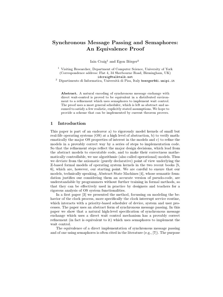 Synchronous Message Passing and Semaphor | PDF | Scheduling (Computing ...