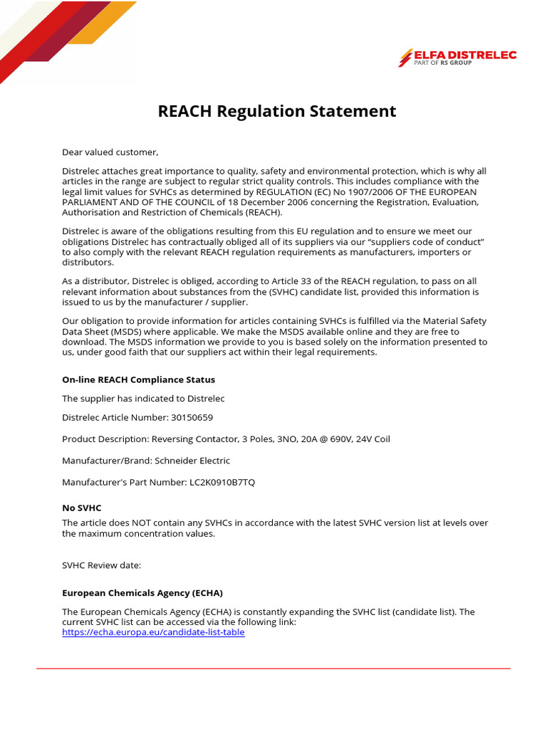 SVHC - + Productcode + | PDF