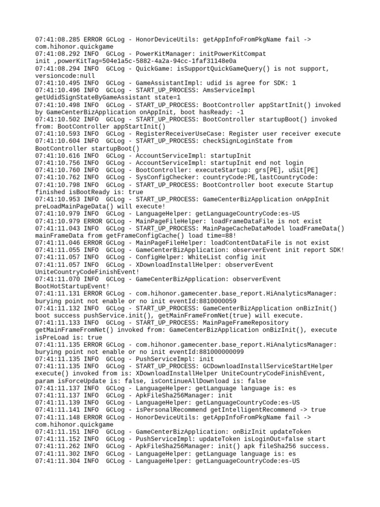 Honor Device Error Log Analysis | PDF | Computing | Software