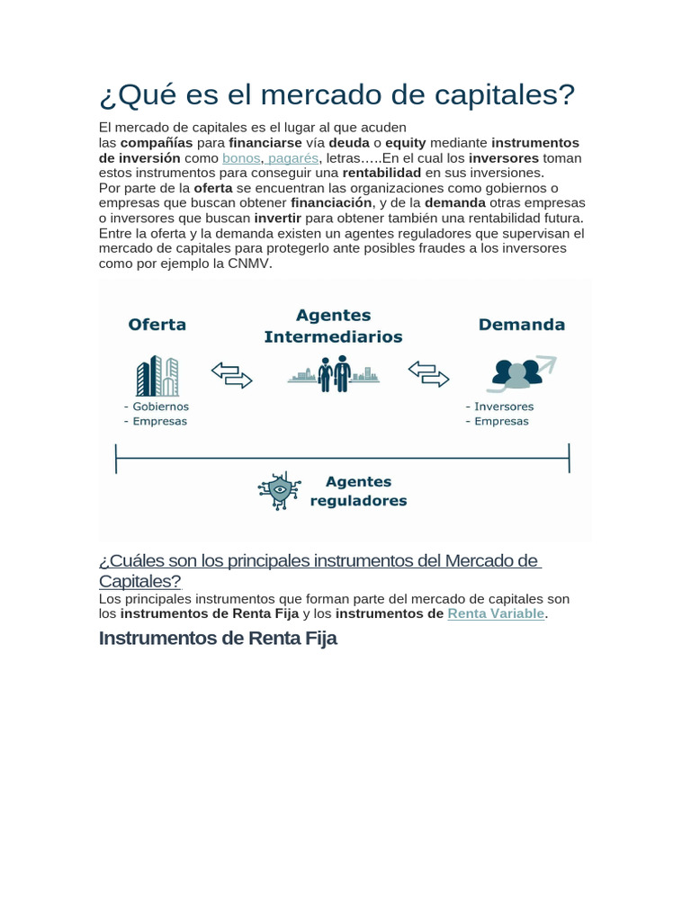 Conceptos del Mercado de Capitales | PDF | Bolsa | Inversiones