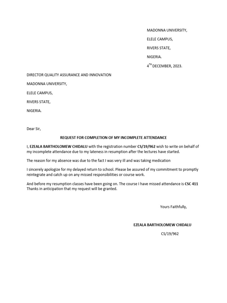 Request for Attendance Completion | PDF