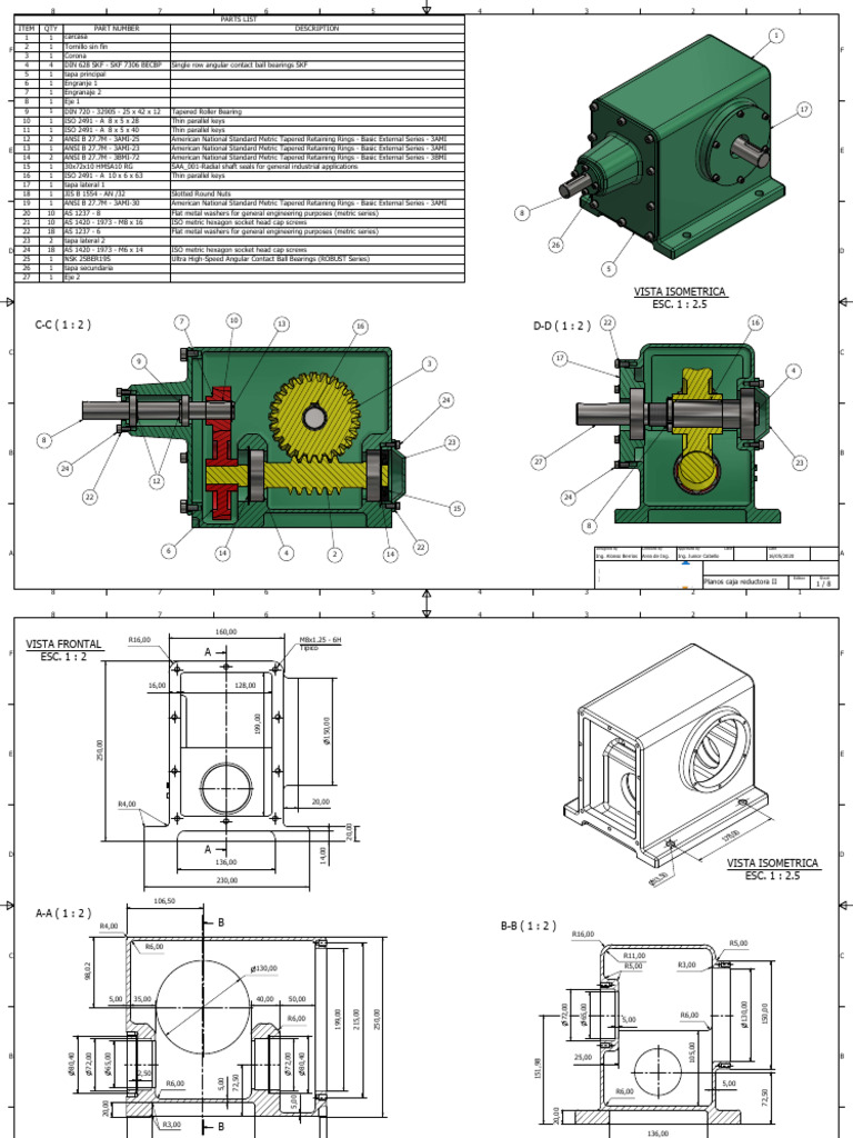 Planos de Caja Reductora Industrial | PDF | Mechanical Engineering