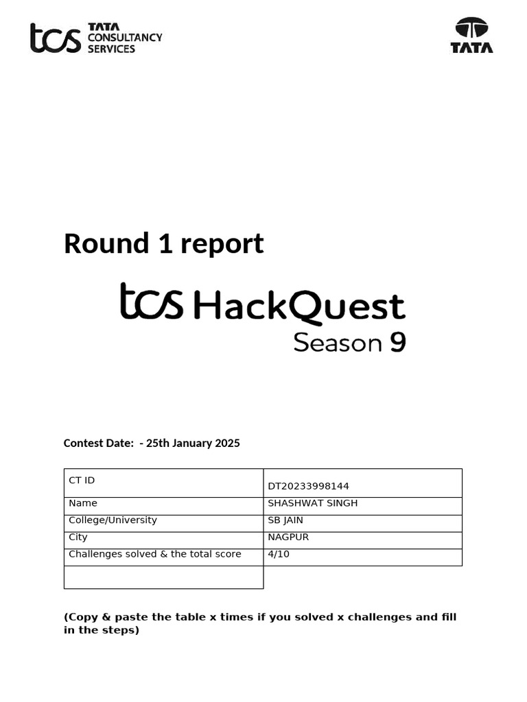HackQuest 9 Round 1 Challenge Report | PDF | Debugging | World Wide Web