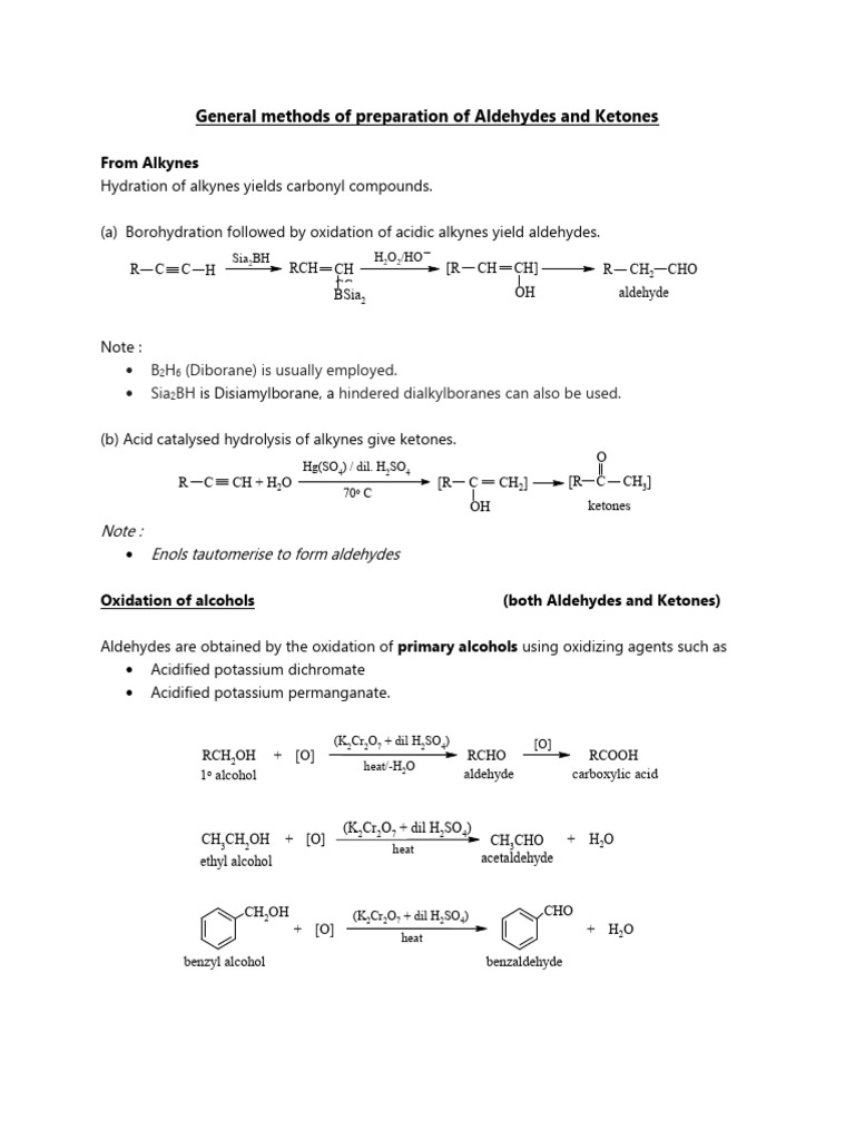 Adehydes and Etones Gen Methods of Preparations | PDF | Aldehyde | Ketone