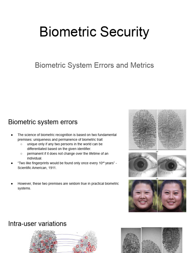Biometric System Errors and Metrics | PDF | Receiver Operating ...