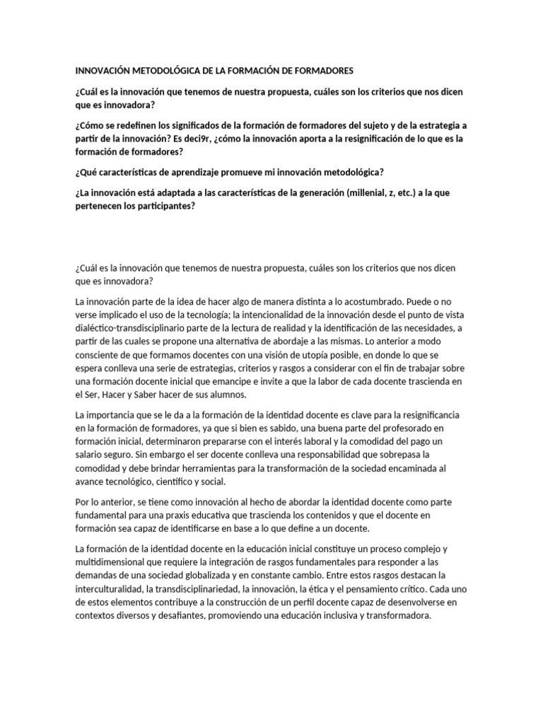 Innovación en la Formación de Formadores | PDF | Maestros | Enseñando