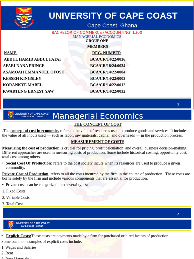 Managerial Economics: Cost Concepts Explained | PDF | Marginal Cost ...