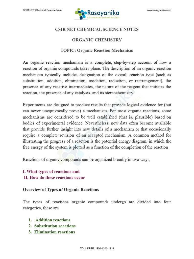 Organic Reaction Mechanisms Overview | PDF | Chemical Reactions ...