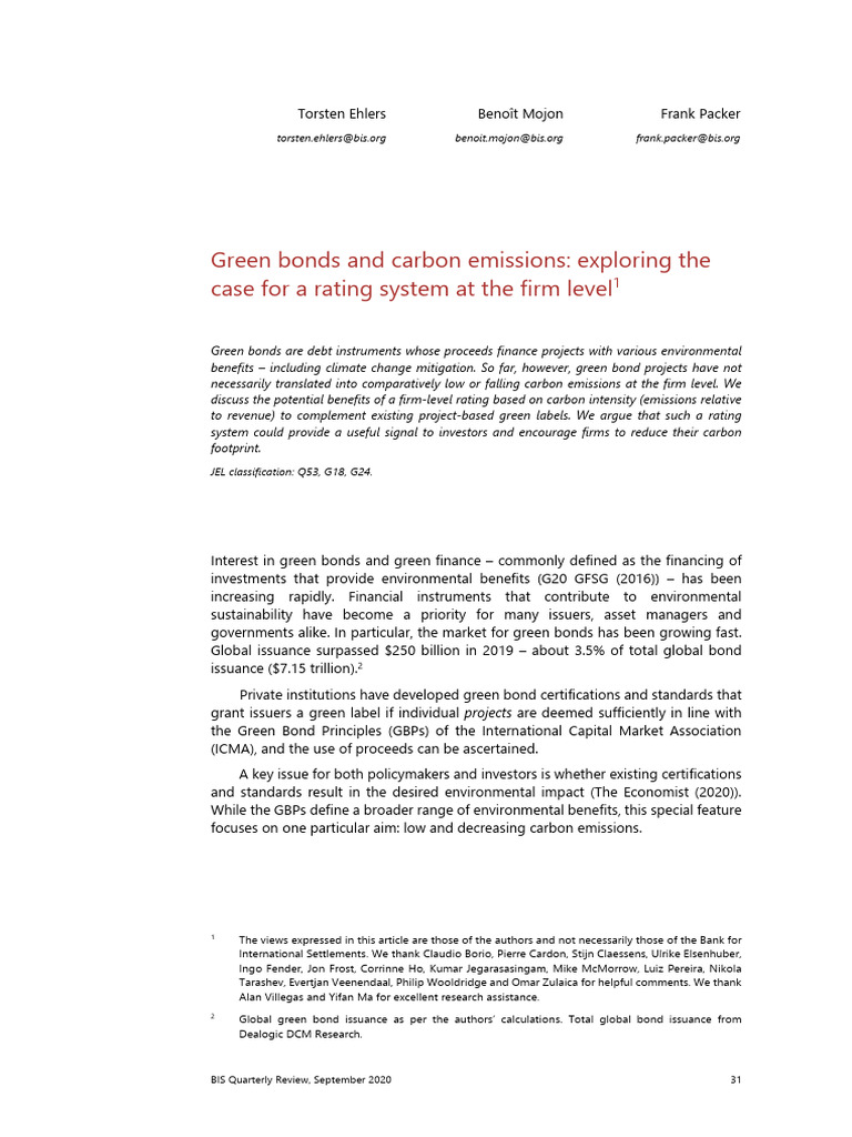Green Bonds and Carbon Emissions - Exploring The Case For A Rating ...
