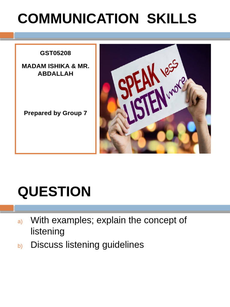 Effective Listening Skills Guide | PDF | Communication | Cognition
