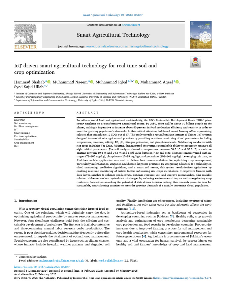 IoT Solutions for Smart Crop Management | PDF | Soil | Agriculture