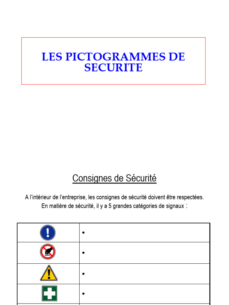 Pictogrammes de sécurité en entreprise | PDF