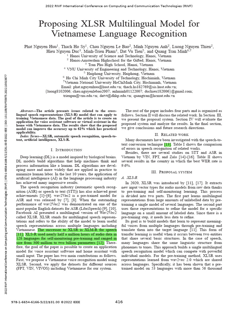 XLSR Model for Vietnamese ASR | PDF | Speech Recognition | Data Compression