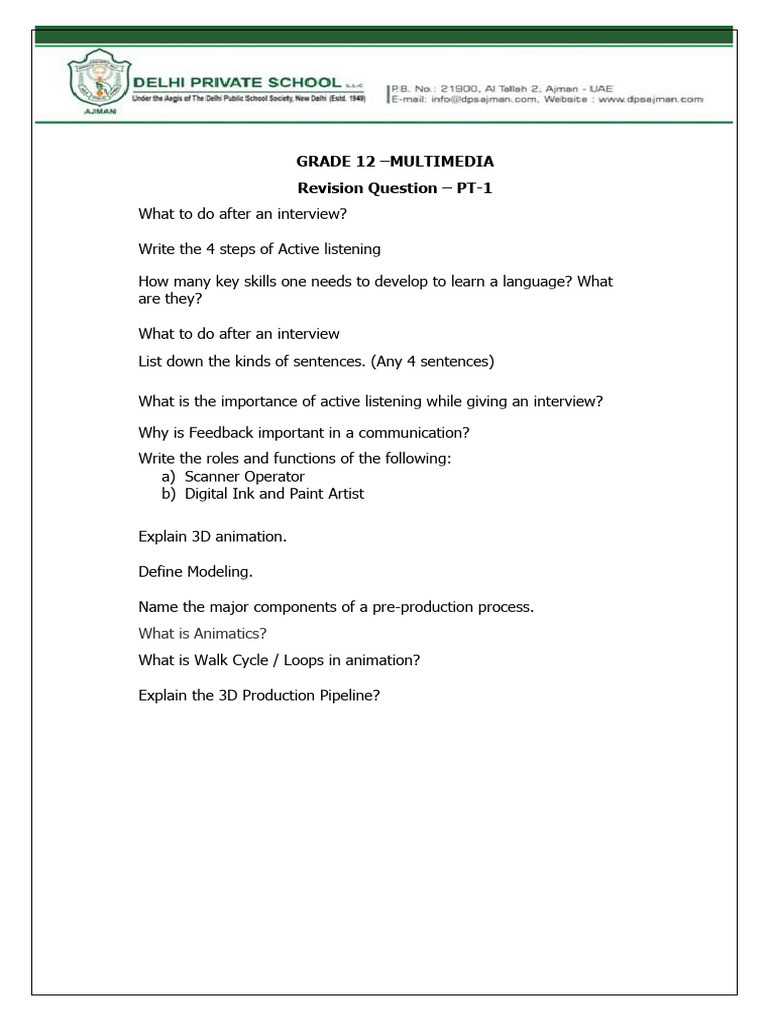 Grade 12 Multimedia Revision Guide | PDF