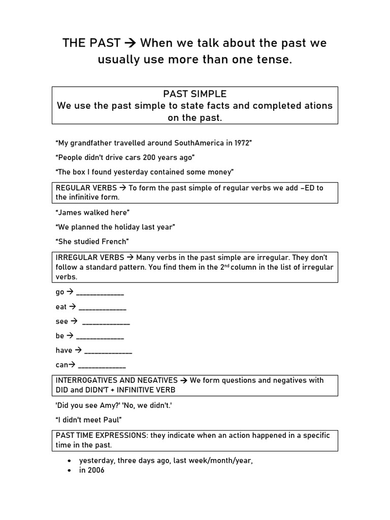 Past Tenses | PDF | Verb | Linguistics