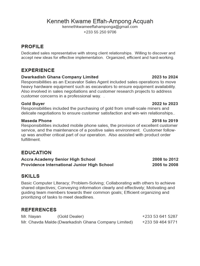 Sales Representative Profile Summary | PDF