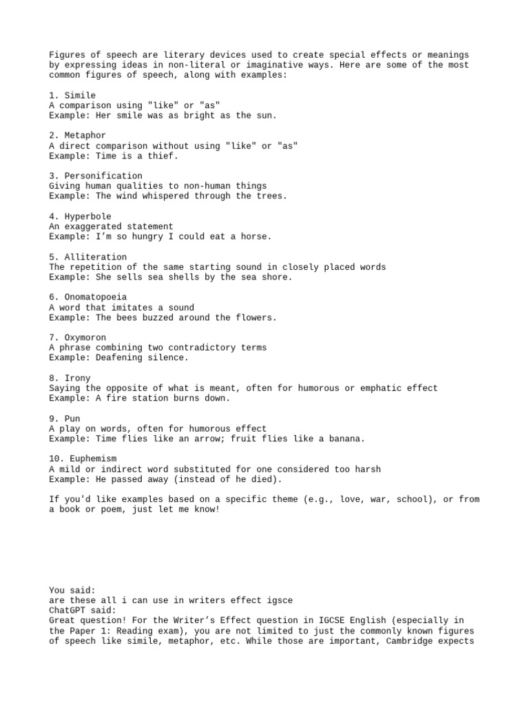 Figures of Speech Are Literary Devi | PDF | Linguistics