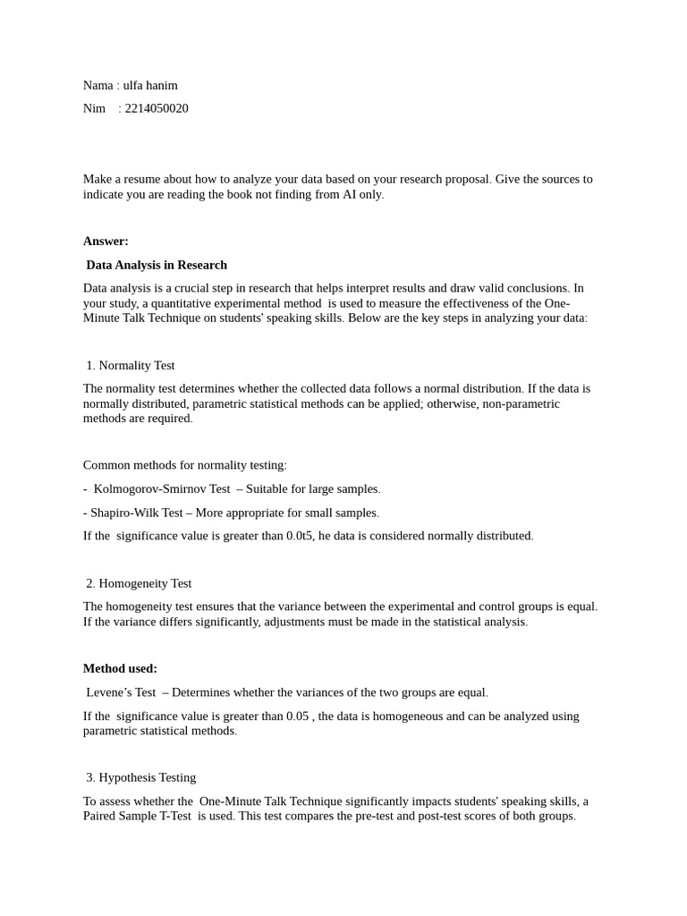 Data Analysis Techniques for Research | PDF | Statistics | Normal ...