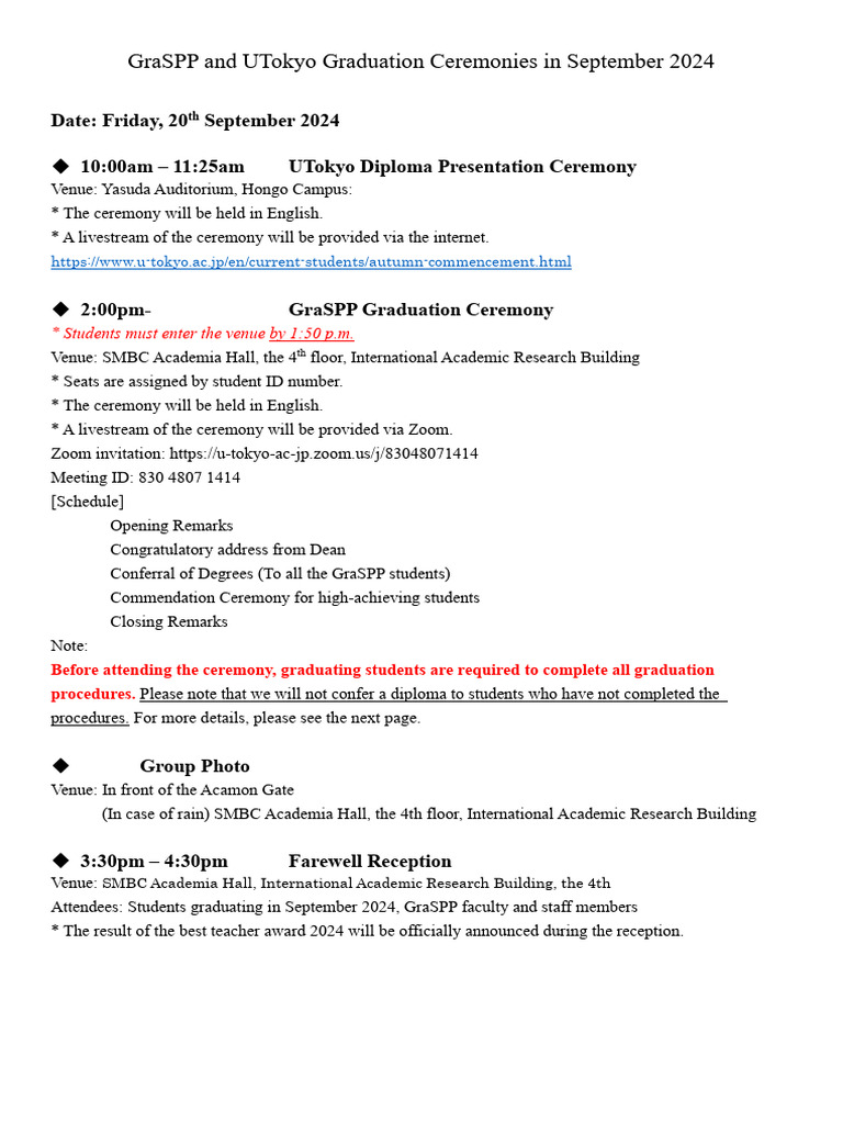 (English) GraSPP Graduation Procedures | PDF