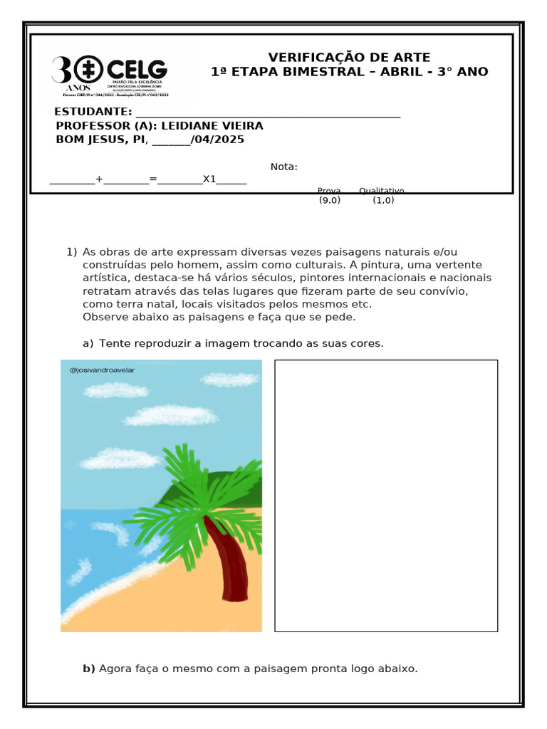 Atividades de Artes - 3º Ano | PDF | As artes