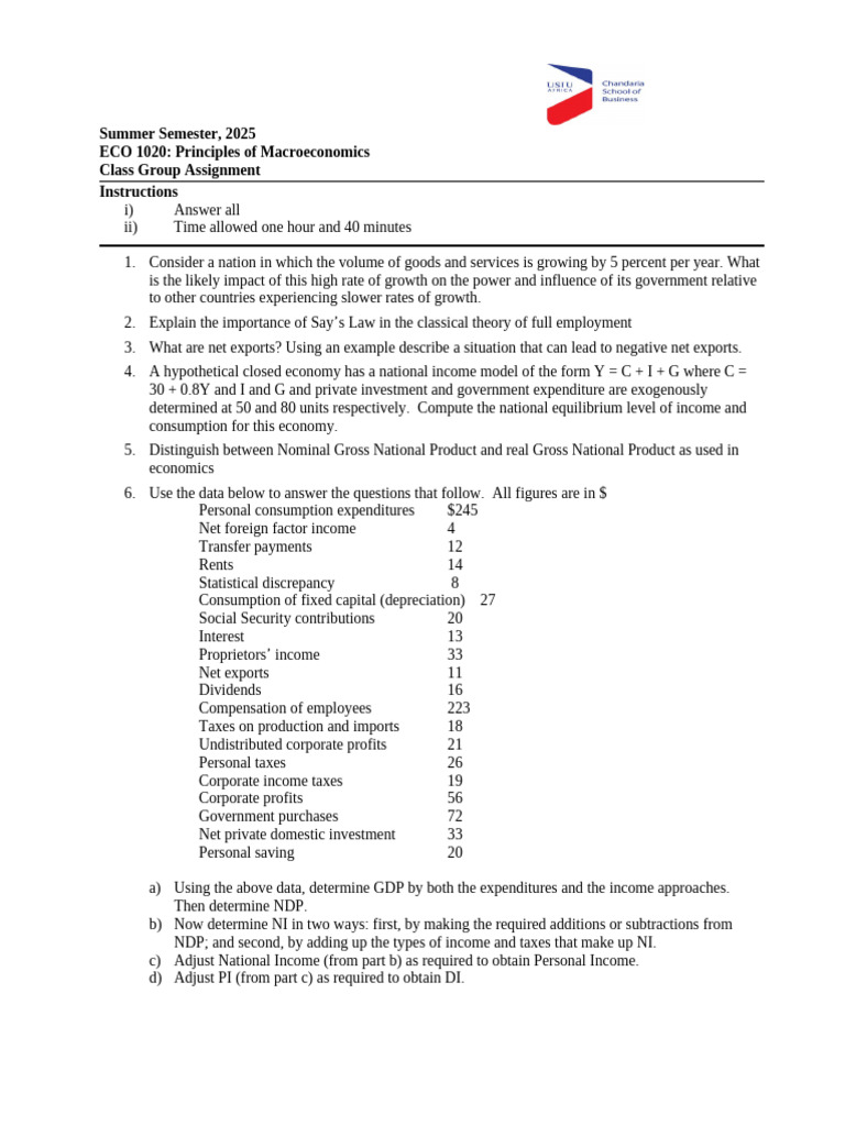 Macroeconomics Group Assignment Guide | PDF | Income | Measures Of ...
