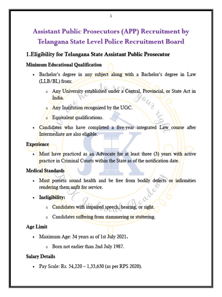 Telangana Assistant Public Prosecutor Guide | PDF | Justice | Crime ...