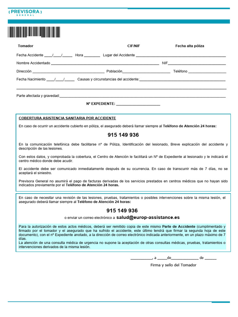 Parte Accidentes Aula Mi 2 Parte De Accidentes Pdf Póliza De Seguros