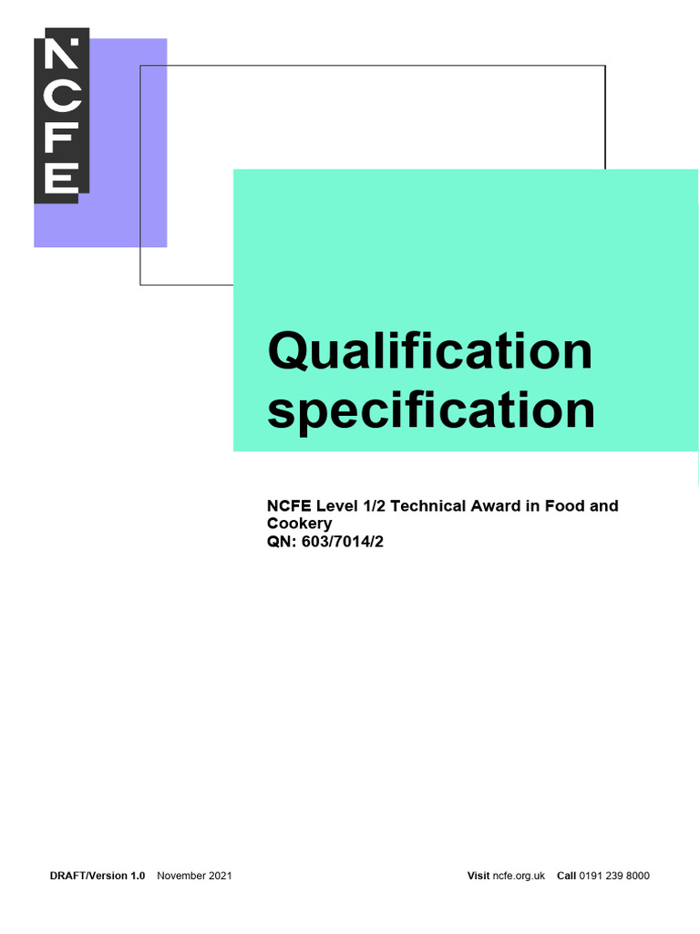 NCFE Level 1/2 Food and Cookery Award | PDF | Educational Assessment ...