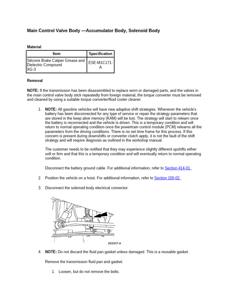 Main Control Valve Body Installation Guide | PDF | Valve | Mechanical ...