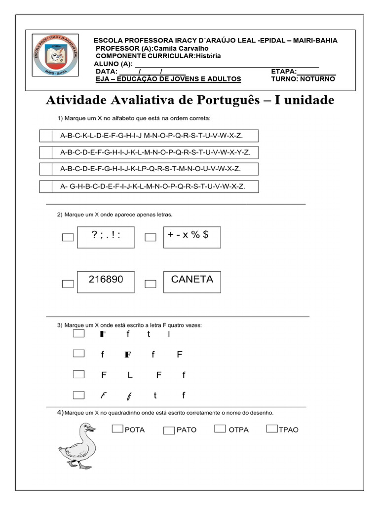 Atividades de Português para EJA | PDF