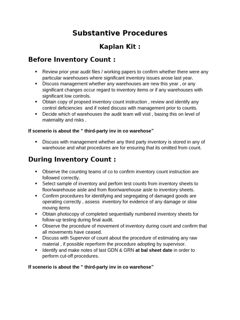 Inventory Count Audit Procedures Guide | PDF | Inventory | Warehouse