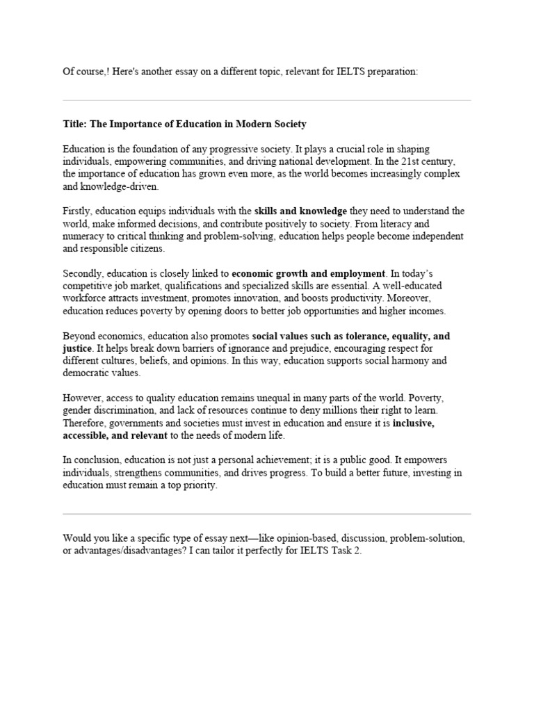 Importance of Education in Society | PDF