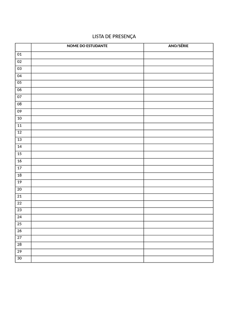 Lista de Presença | PDF