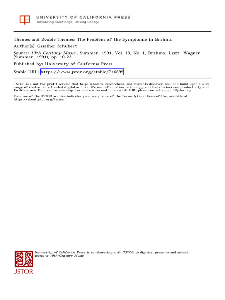 Brahms's Symphonic Themes Explored | PDF | Johannes Brahms | Chamber Music