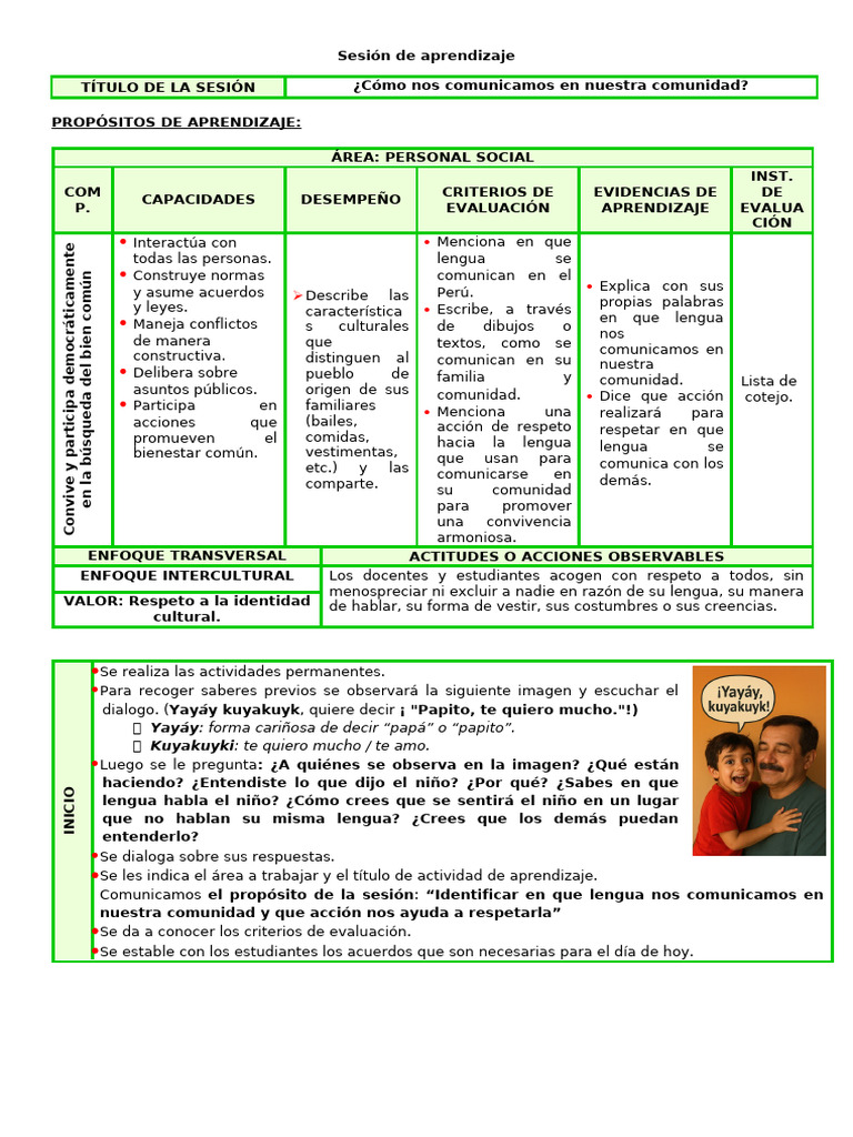 Sesión 1 Personal Social | PDF | Aprendizaje