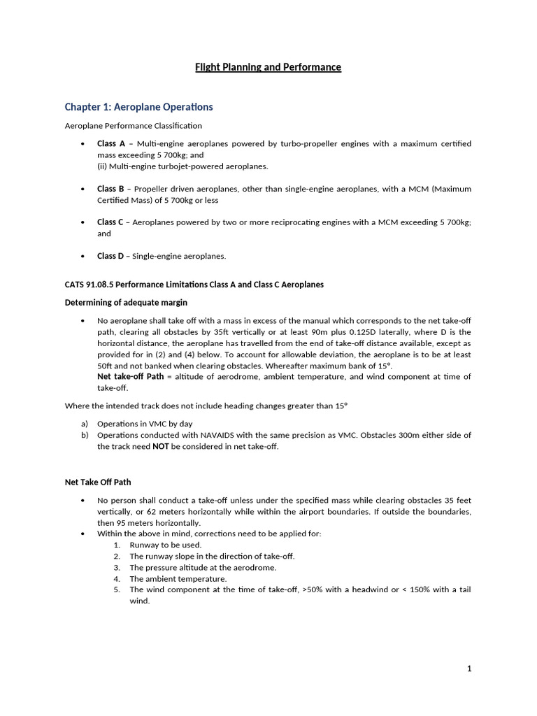 Flight Planning and Performance Main Notes | PDF | Runway | Drag (Physics)