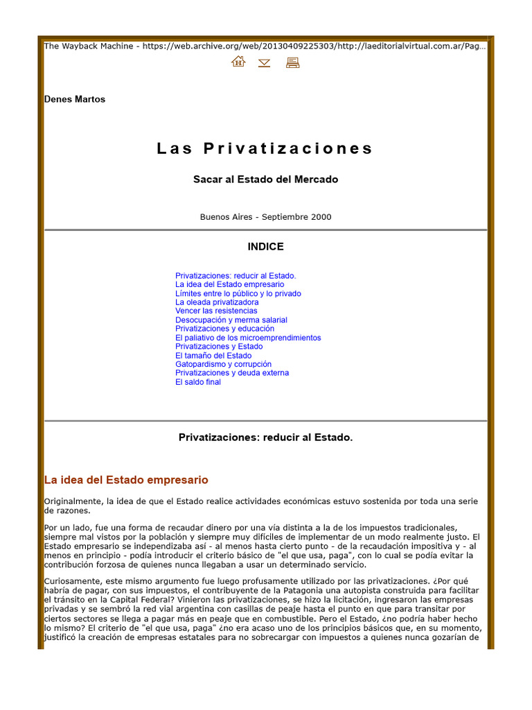 Impacto de las Privatizaciones en el Estado | PDF | Desempleo ...