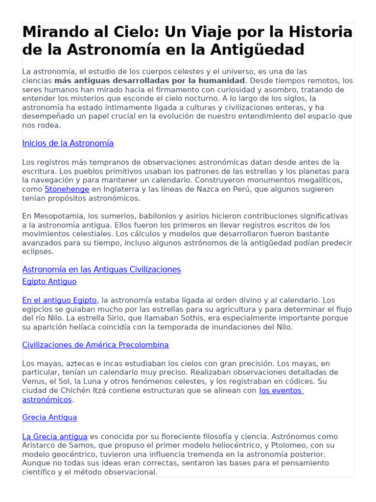 Importancia de la Astronomía Antigua | PDF | Astronomía | Estrellas