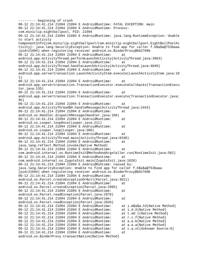 Eight Ball Pool App Crash Report | PDF | Android (Operating System ...