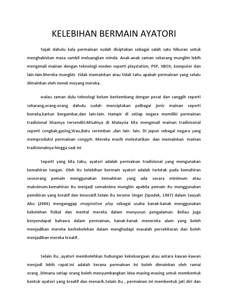 Kelebihan Bermain Ayatori Pdf