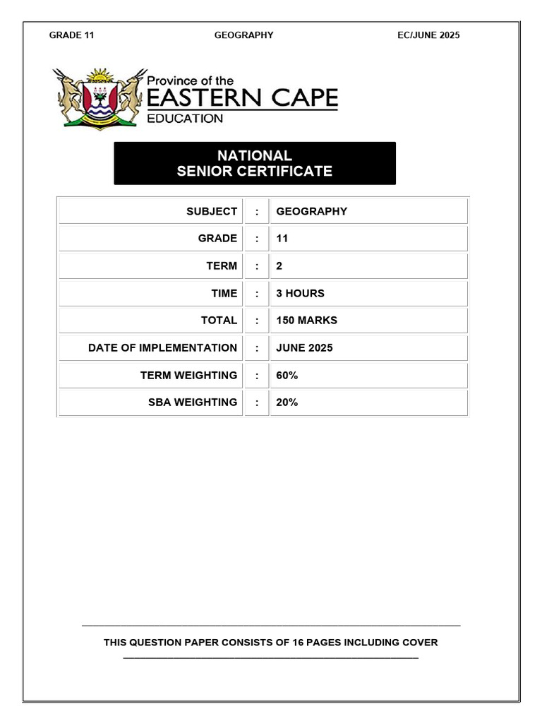 Grade 11 Geography June Exam 2025 | PDF | Cyclone | Physical Geography