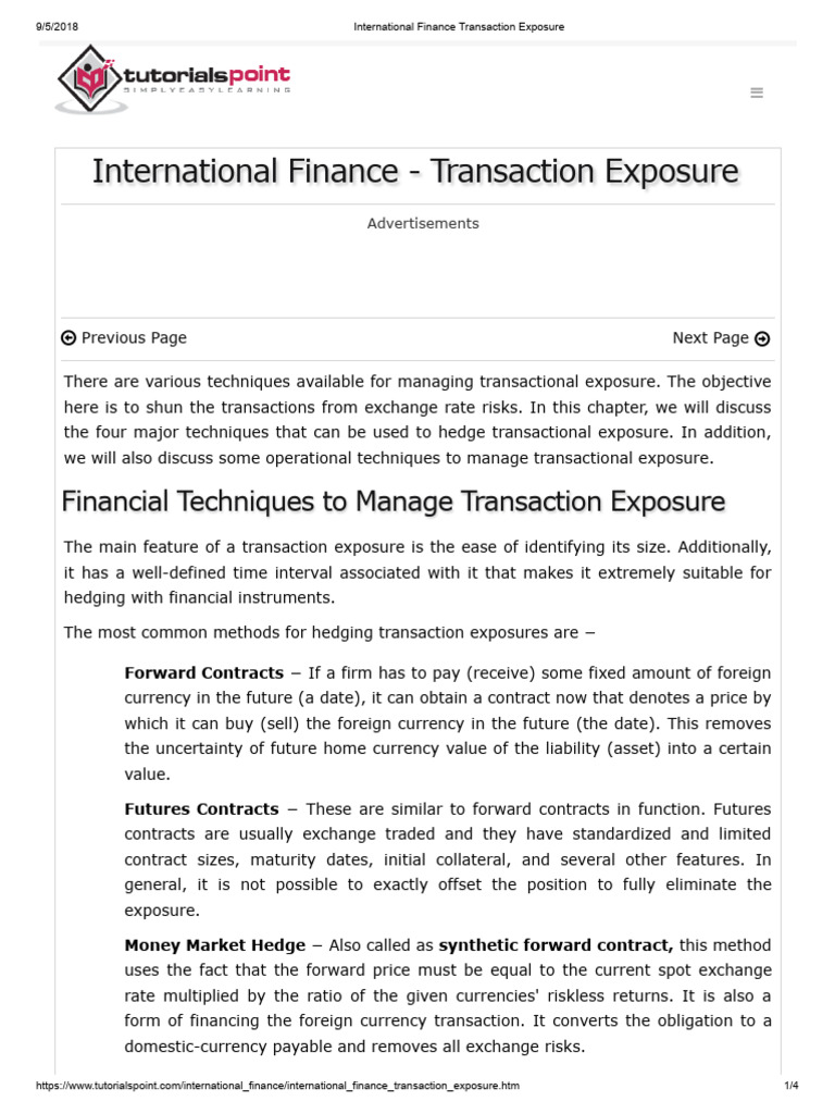 Managing Transaction Exposure in Finance | PDF | Hedge (Finance ...