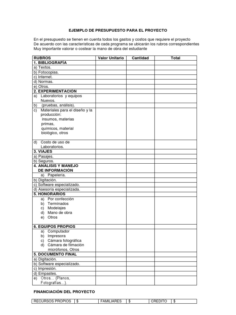 Ejemplo de Presupuesto | PDF