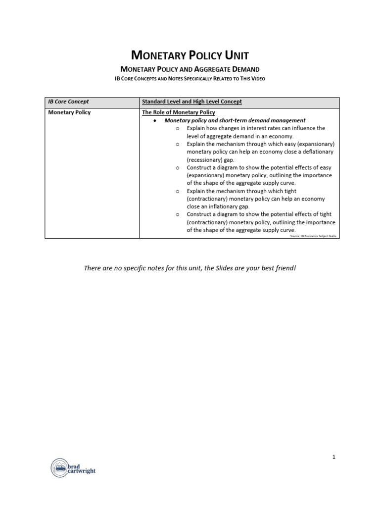Video Notes Monetary 6 Monetary Policy and AD | PDF